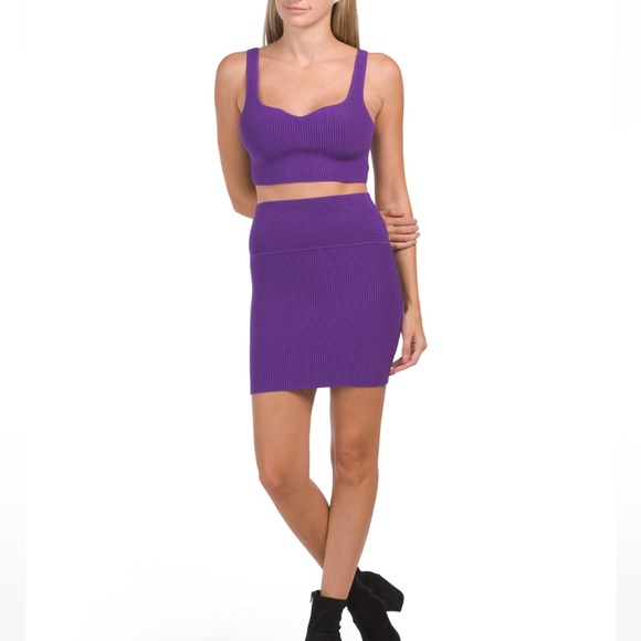 NWT House of Harlow 1960 Split Neck Super Crop Tank With Ottoman Rib Skirt Set - Picture 1 of 5